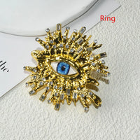 Baroque Style Metal Golden Plated Eyes Tassel Dangle Earrings Ring Brooch For Women 💍