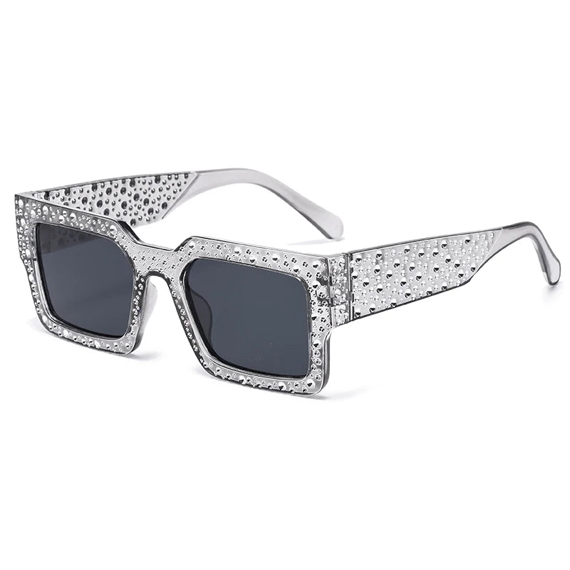 Luxury Square Sunglasses Women Men Fashion Diamond Rectangle Brand Designer Glitter Sun Glasses UV400 Shades Eyeglasses