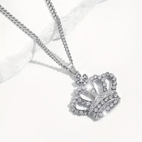 Unisex Crown-Shaped Pendant Necklace Adorned with Rhinestones ✨