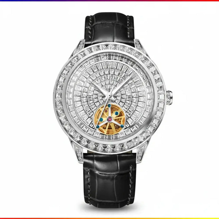 Billionaire  Tourbillion Mechanical Watch Men Diamond Dial Night Light 💎