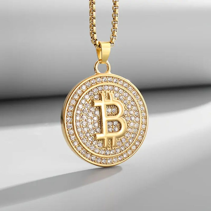 Bitcoin Round Pendant Necklace ₿
