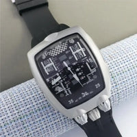 Black Business Hollow Design Undefeated Watch Men Rubber Strap ⏱️