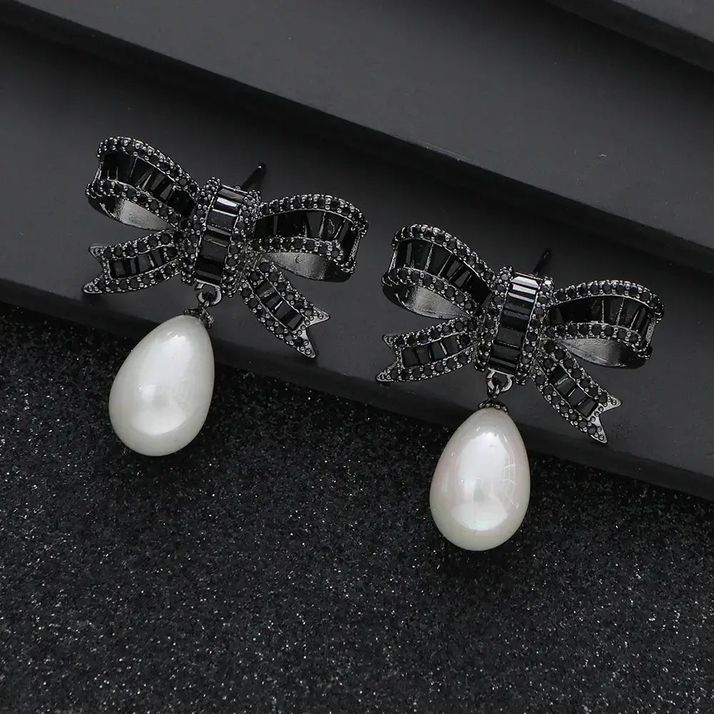 Bow Drop Earrings for Women Trendy Elegant Zircon Butterfly 🦋