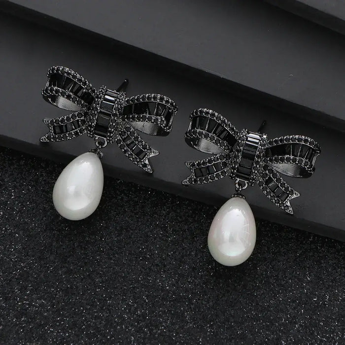 Bow Drop Earrings for Women Trendy Elegant Zircon Butterfly 🦋