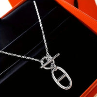 Button Oval Pendant Necklace for Women's Jewelry ✨
