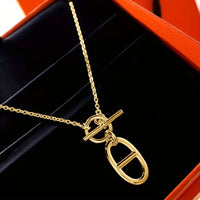 Button Oval Pendant Necklace for Women's Jewelry ✨