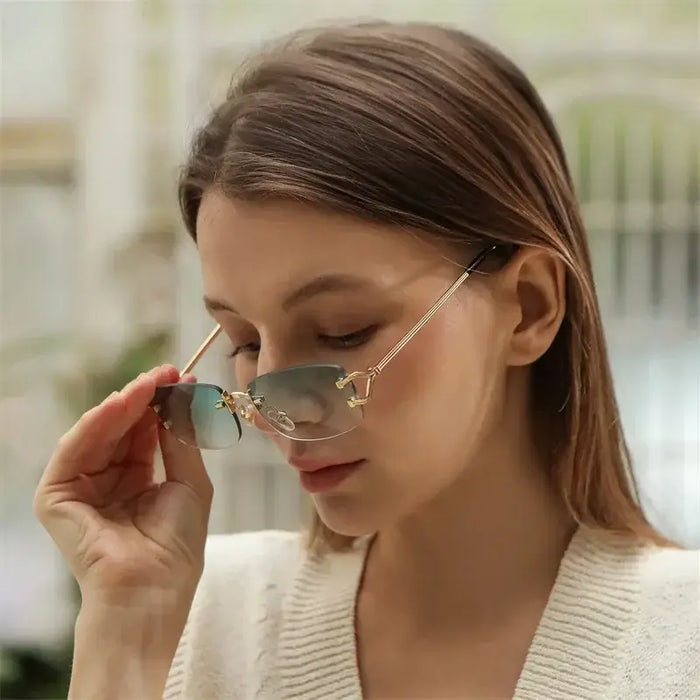 C decor Rimless Sunglasses Fashion Frameless Rectangle 🕶️