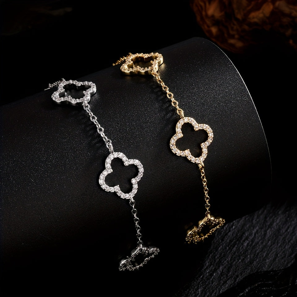 Luxurious Hollow Four Leaf Flower Bracelet with Two Colors ✨