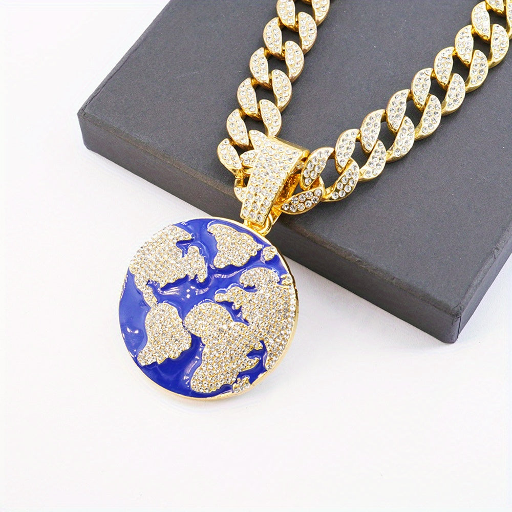 Cuban Chain Necklace - Planet Earth Pendant with chain 🌎