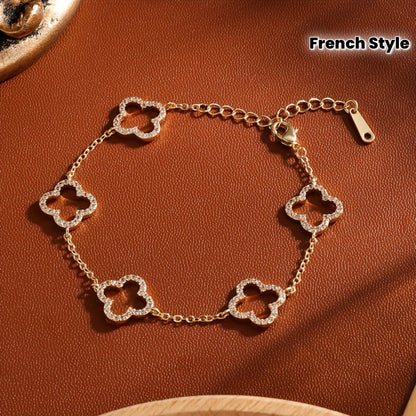 Luxurious Hollow Four Leaf Flower Bracelet with Two Colors ✨