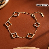 Luxurious Hollow Four Leaf Flower Bracelet with Two Colors ✨