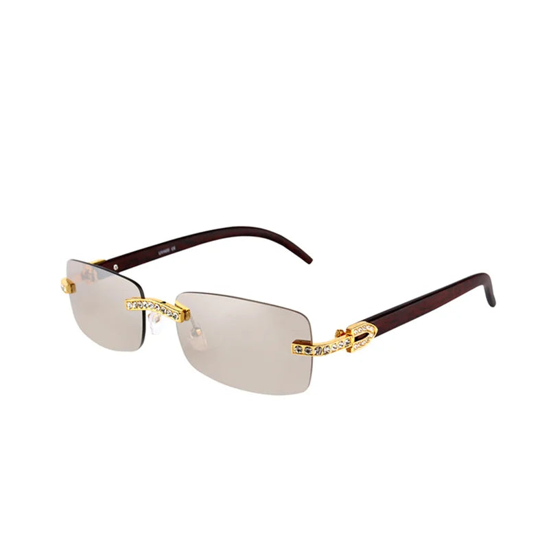 Vintage Fashion New Brand Rimless Rhinestone Sunglasses Popular Diamond Metal Men Women Luxury Design Sun Glasses Unisex