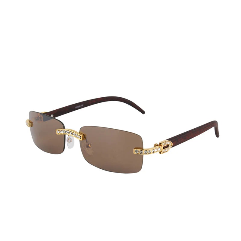 Vintage Fashion New Brand Rimless Rhinestone Sunglasses Popular Diamond Metal Men Women Luxury Design Sun Glasses Unisex