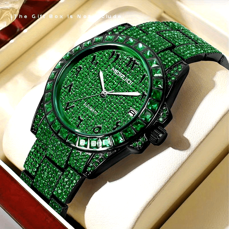 Luxury Green Steel  Diamond Mechanical Automatic Watch ⏱️