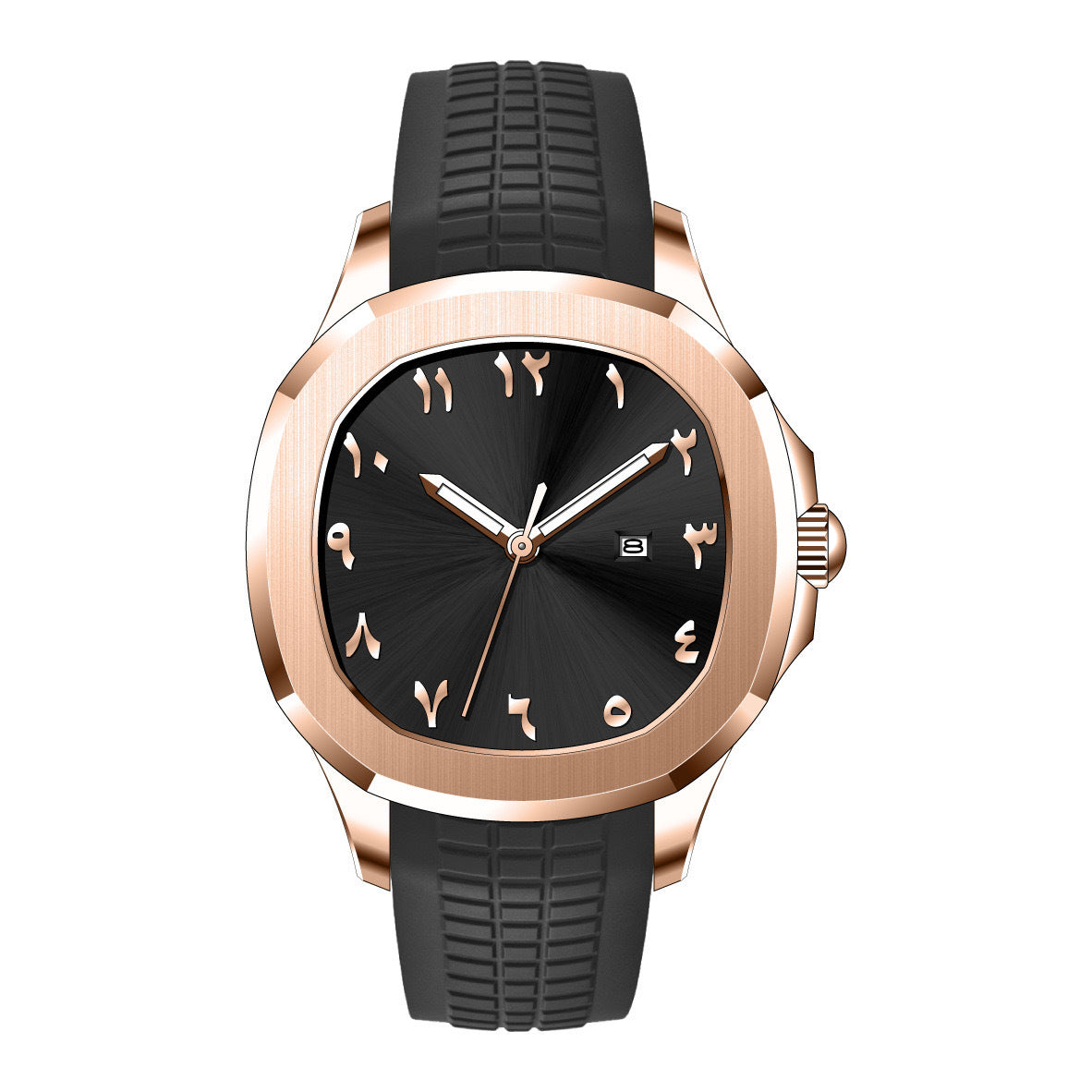 Classic Silicone Strap Square Business Men'S Watch Stainless Steel Case ⏱️
