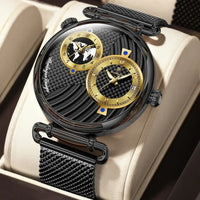 Clock Dual Time Zone Display Waterproof Date Men Watch ⌚️