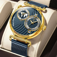 Clock Dual Time Zone Display Waterproof Date Men Watch ⌚️