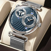 Clock Dual Time Zone Display Waterproof Date Men Watch ⌚️