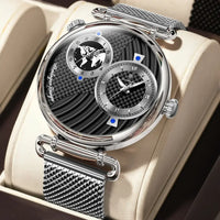 Clock Dual Time Zone Display Waterproof Date Men Watch ⌚️
