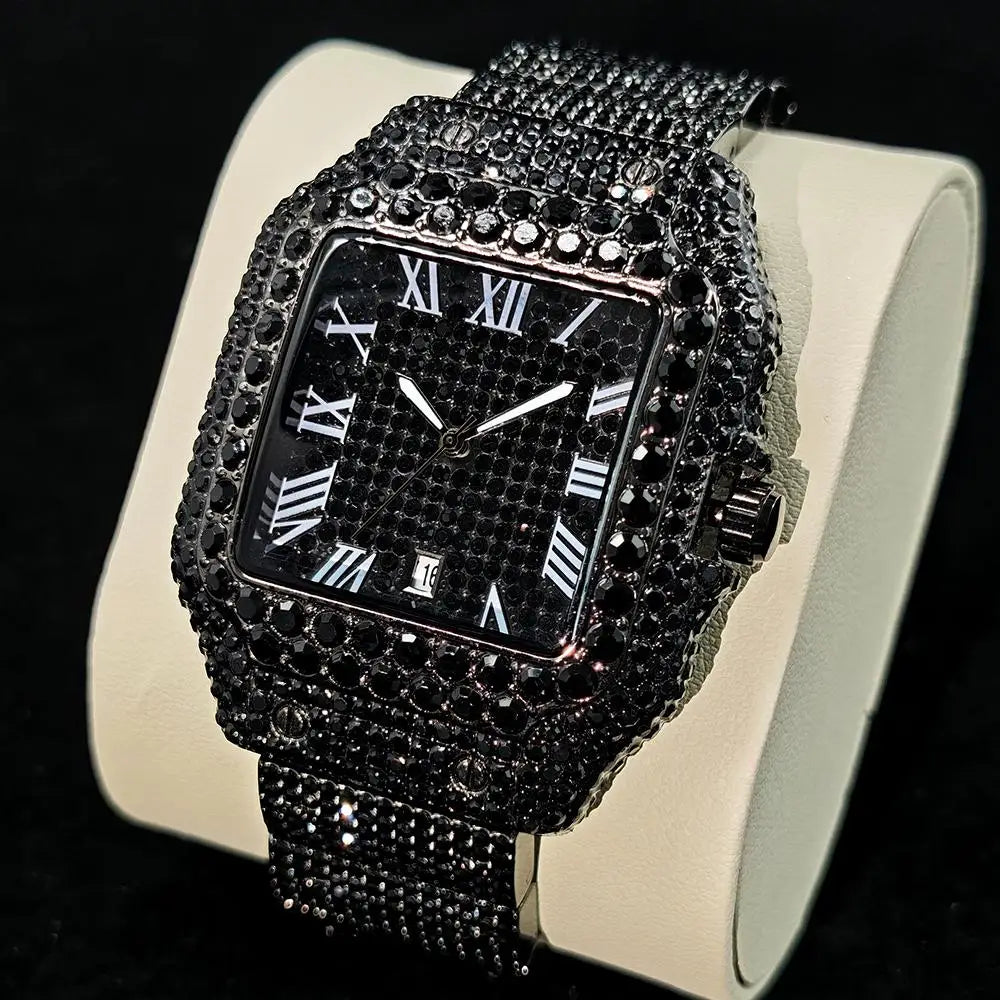 Cool Black Ice Watch Luxury Stainless Steel Quartz 💎