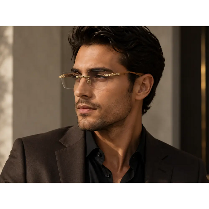 CRH  Retro Niche Fashion Trend Frameless Anti-Blue Flat Mirror Glasses