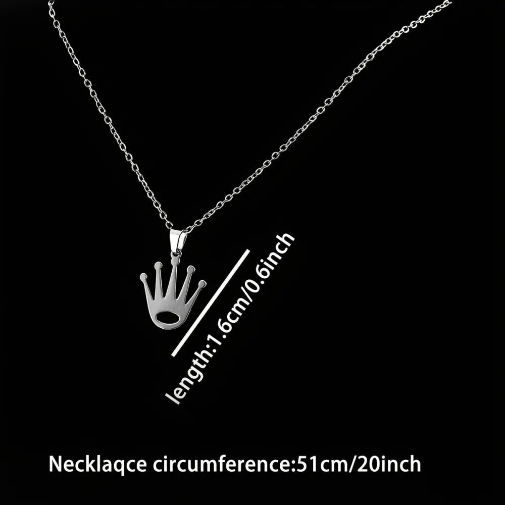 Crown Pendant Necklace 👑 - Silvery - accessories