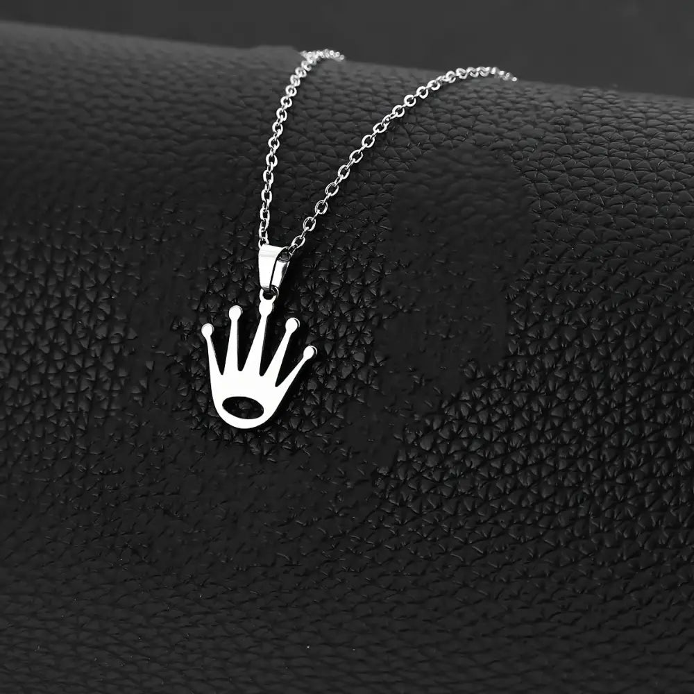 Crown Pendant Necklace 👑 - Silvery - accessories