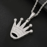 - Crown Pendant Necklace With Copper Inlaid Zirconia, 18K Golden Plated ✨