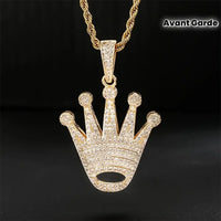 - Crown Pendant Necklace With Copper Inlaid Zirconia, 18K Golden Plated ✨