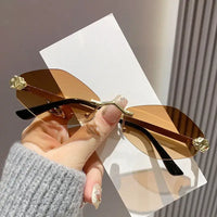 CRT Style Rimless Fashion Rhombus Anti Light Glasses Women 🕶️