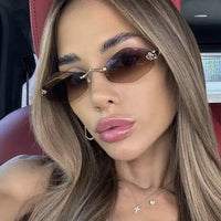 CRT Style Rimless Fashion Rhombus Anti Light Glasses Women 🕶️