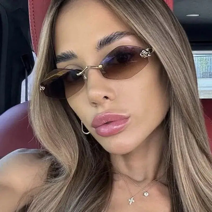 CRT Style Rimless Fashion Rhombus Anti Light Glasses Women 🕶️