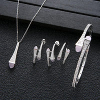 Cubic Zircon 4pcs Waterdrop Jewelry Sets