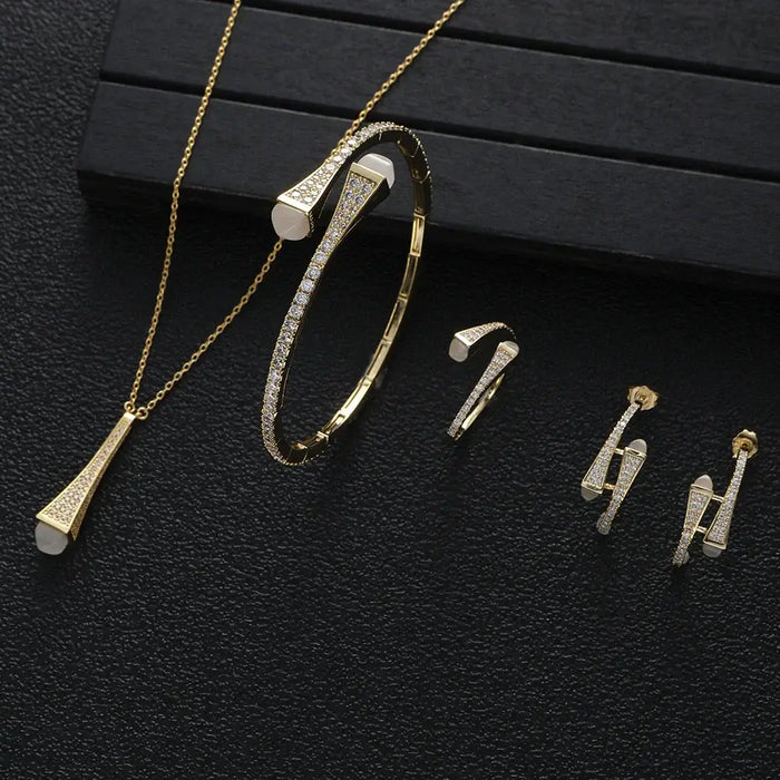 Cubic Zircon 4pcs Waterdrop Jewelry Sets