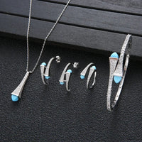 Cubic Zircon 4pcs Waterdrop Jewelry Sets