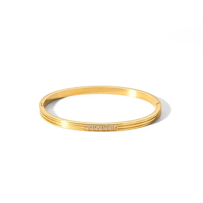 Cubic Zirconia Bangles Stainless Steel Bracelets Jewelry ✨