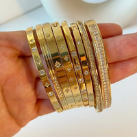 Cubic Zirconia Bangles Stainless Steel Bracelets Jewelry ✨