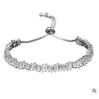 Cubic Zirconia Man And Women Baguette Bracelet Bangle Cuff Copper 💎