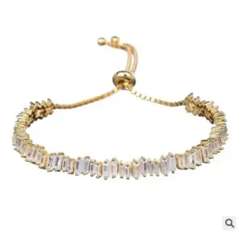 Cubic Zirconia Man And Women Baguette Bracelet Bangle Cuff Copper 💎