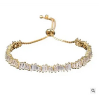 Cubic Zirconia Man And Women Baguette Bracelet Bangle Cuff Copper 💎