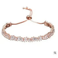 Cubic Zirconia Man And Women Baguette Bracelet Bangle Cuff Copper 💎