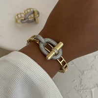 Cubic Zirconia OT Buckle Bangles Stainless Steel Bracelets Tarnish Free Jewelry 💎