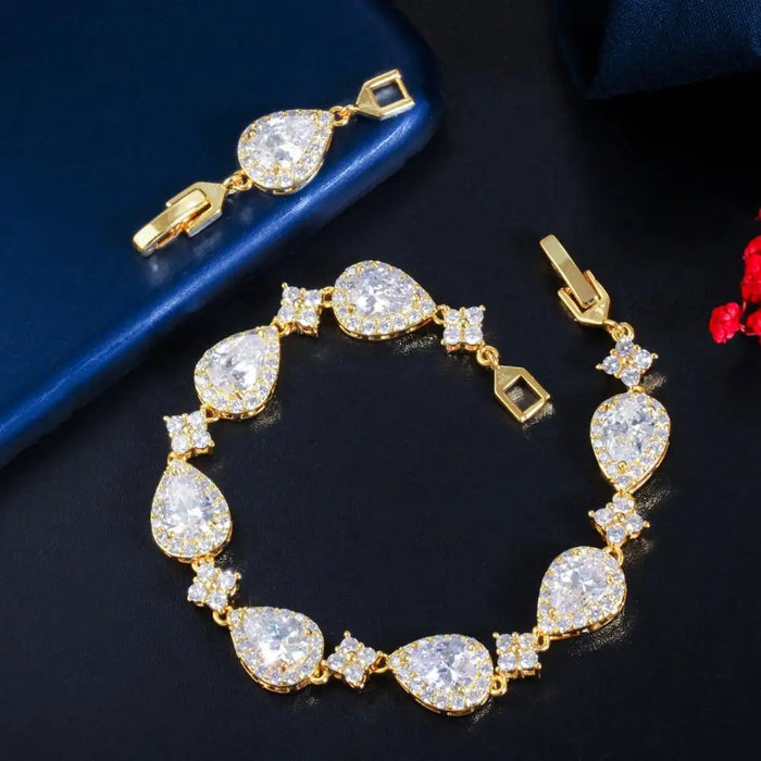 Cubic Zirconia Rose Gold Color Tennis Bracelet Jewelry