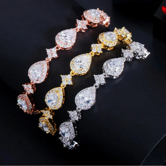 Cubic Zirconia Rose Gold Color Tennis Bracelet Jewelry