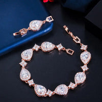 Cubic Zirconia Rose Gold Color Tennis Bracelet Jewelry
