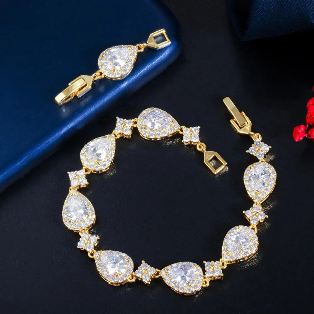 Cubic Zirconia Rose Gold Color Tennis Bracelet Jewelry