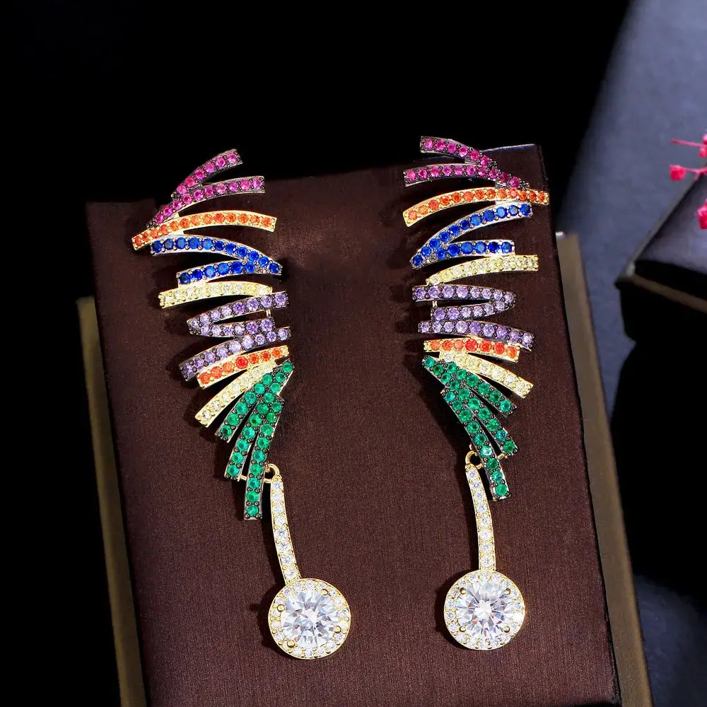 CWW Zircons Multiple Colorful Micro Pave Cubic Zirconia Stones Earrings  💎