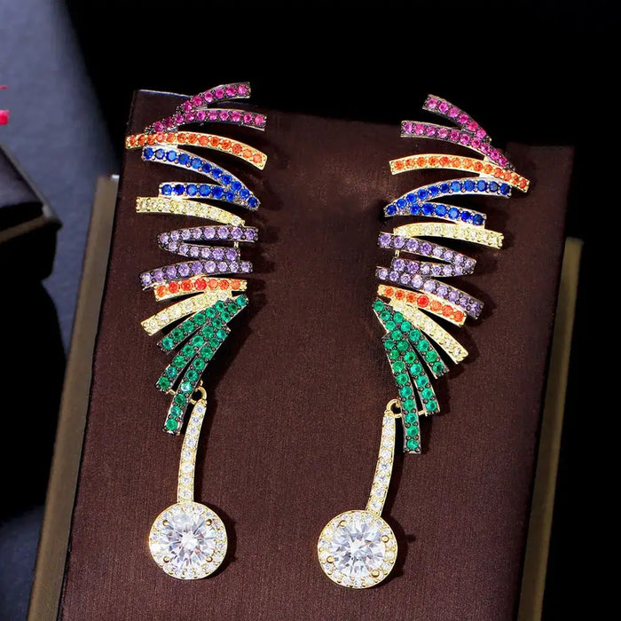 CWW Zircons Multiple Colorful Micro Pave Cubic Zirconia Stones Earrings  💎