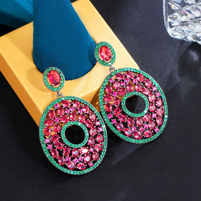 CWWZircons Genuine 5A Hot Pink Red Cubic Zirconia Stone Earrings 💎