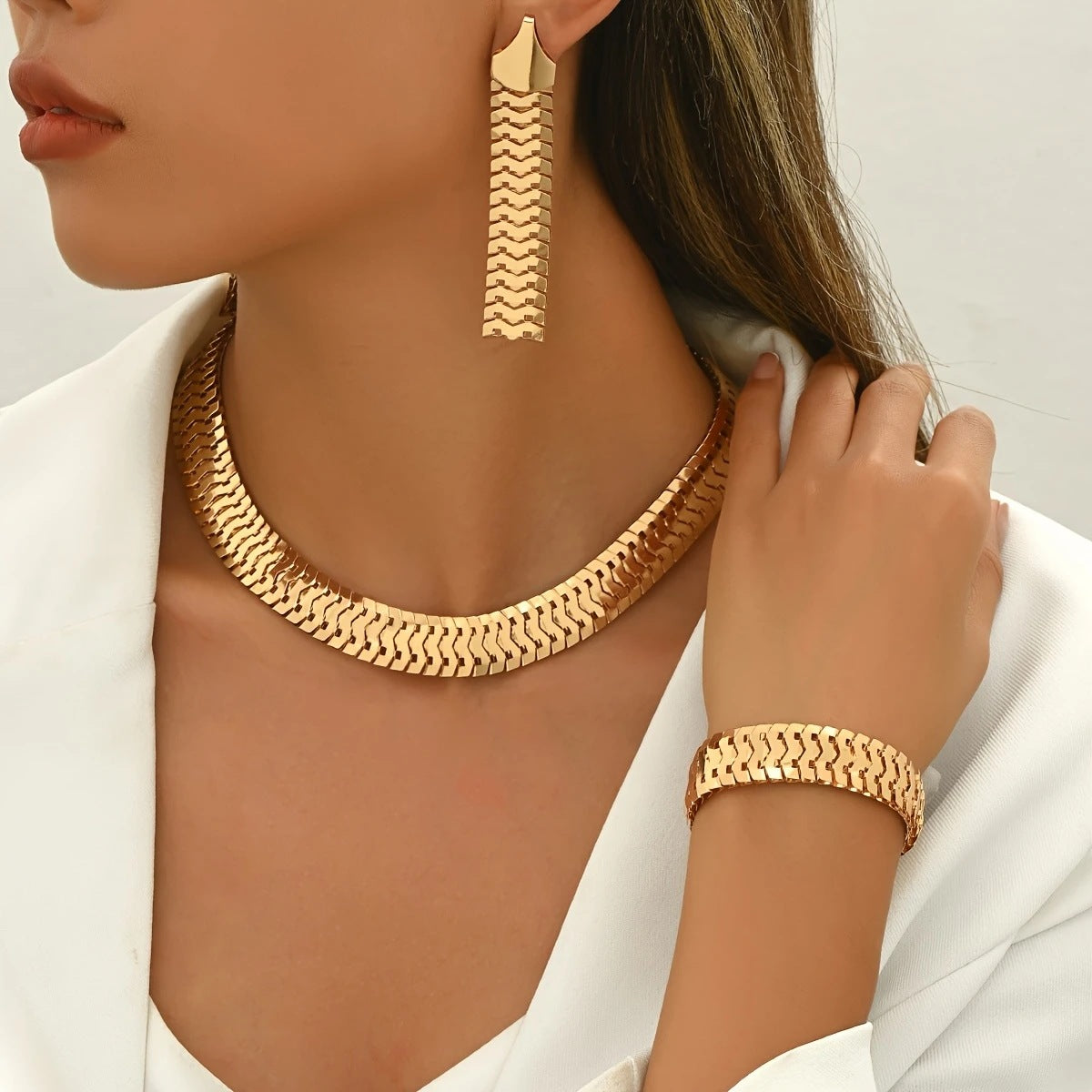 Wheat Ear Bracelet Necklace Earring Set ✨